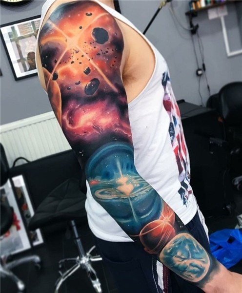 universe sleeve tattoo Universe tattoo, Galaxy tattoo sleeve